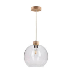 Svea Pendant Lamp 1xE27 Max.60W Oiled Oak/Transparent Glass/Transparent PVC Cable 13560174