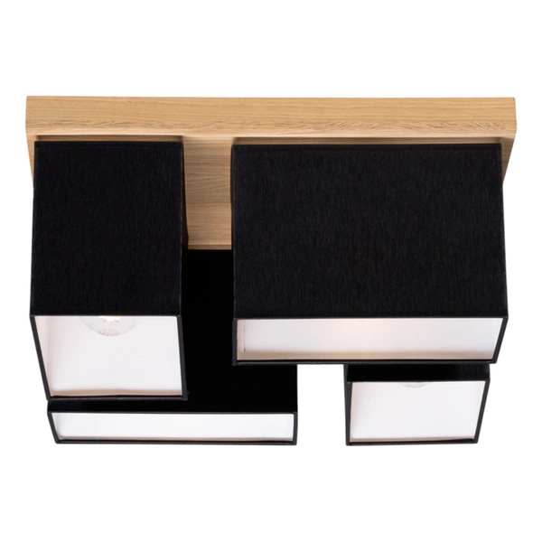 Paloma Ceiling Lamp 4xE27 Max.25W Oiled Oak/Black Fabric Shade 2454474
