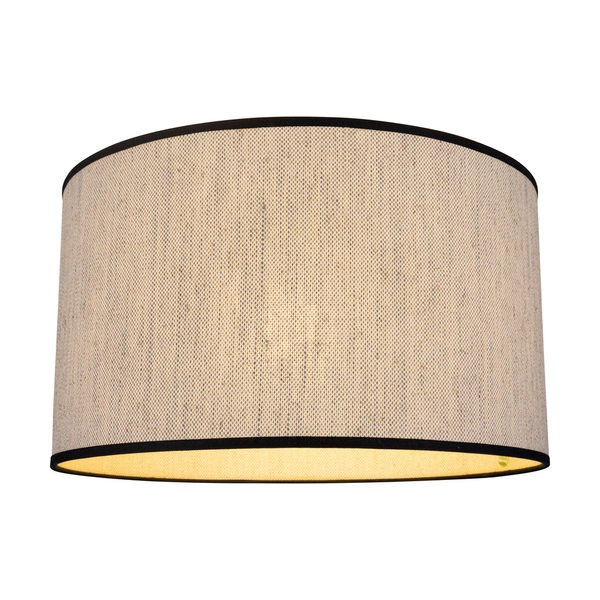 Lampshade Cylinder E27 H30 Beige Bright Linen with black ribbon and ECO foil A0471