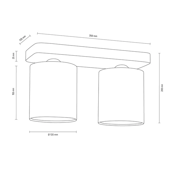 Jenta Ceiling Lamp 2xE27 Max.25W Oiled Oak/White 8512274