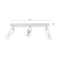 Elmo Ceiling Lamp 3xE27 Max.25W Oiled Oak/Black Metal 2264374