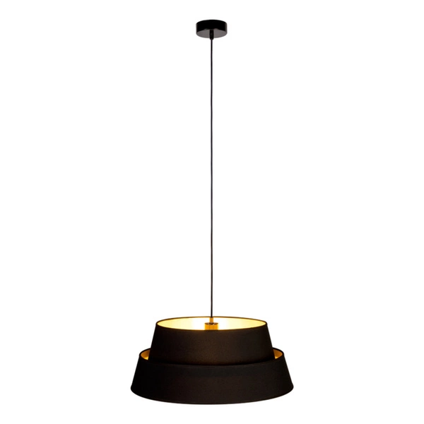 Preto Gold Pendant Lamp 1xE27 Max.60W Black Metal/Black Fabric Cable/Black-Gold Fabric Shade 150019104