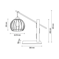 Mandarine Table Lamp 1xE27 Max.60W Walnut Beech Wood/Black Metal/Black Fabric Cable 85034904