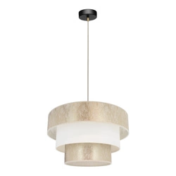 Ora Pendant Lamp 1xE27 Max.40W Black Metal/Transparent PVC Cable/Gold-Cream Fabric Shade 96202120