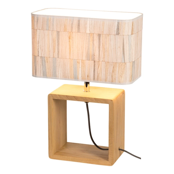 Malo Table Lamp 1xE27 Max.25W Oiled Oak/Anthracite Fabric Cable/Multicolor Wallpaper 7707174