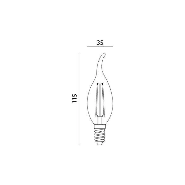 FILAMENT LED E14 4W warm 3000K candle flame decorative bulb