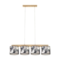 Espacio Pendant Lamp 4xE27 Max.25W Oiled Oak/Transparent PVC/Multicolor 524810404