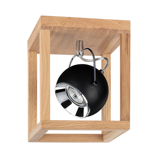 Roy Ceiling Lamp Incl.1xLED GU10 5W Oiled Oak/Black Metal