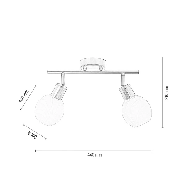 Sara Ceiling Lamp 2xE14 Max.40W Satin Metal/White Glass 2841022