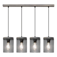 Monsun Pendant Lamp 4xE27 Max.60W Stained Pine Gray/Black PVC Cable/Smoked Glass 161859457