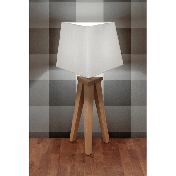 Estella Table Lamp 1xE27 Max.25W Oiled Oak/Anthracite Fabric Cable/White Fabric Shade 6851174