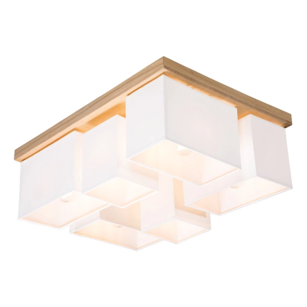 Paloma Ceiling Lamp 6xE27 Max.25W Oiled Oak/White Fabric Shade 2452674