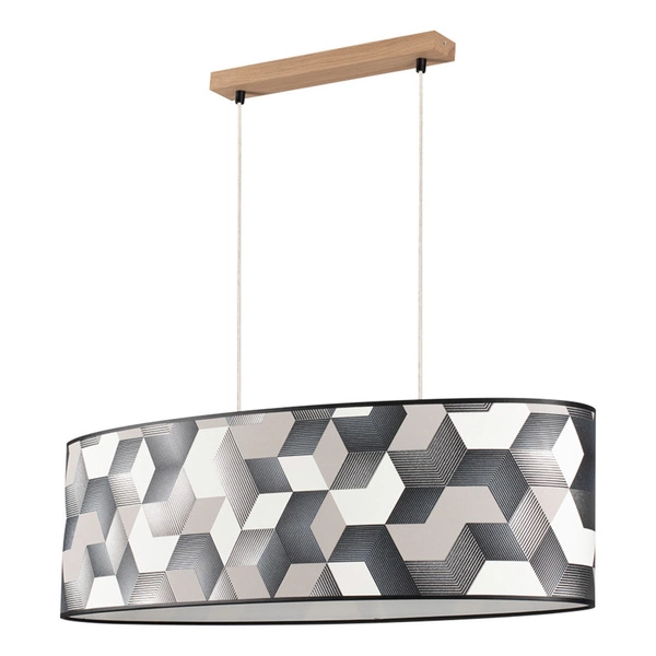 Espacio Pendant Lamp 2xE27 Max.40W Oiled Oak/Transparent PVC Cable/Multicolor Wallpaper 17480274