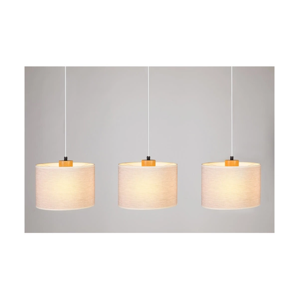 Boho Lampa Wisząca 3xE27 Max.40W Dąb Olejowany/Transparentny PVC/Beżowy 16910374