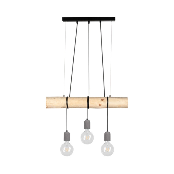 Trabo Concrete Pendant Lamp 3xE27 Max.60W Natural Pine/Black/Grey