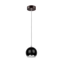 Ball Wood Pendant Lamp Incl. 1xLED GU10 5W Walnut Beech Wood/Black Metal 5143176