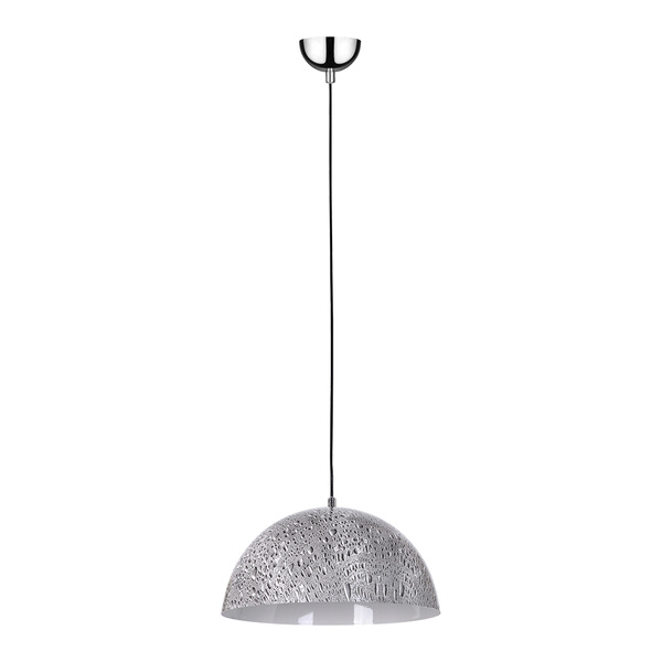 Natura Pendant Lamp 1xE27 Max.60W Chrome Metal/Black PVC Cable/Gray-White Metal