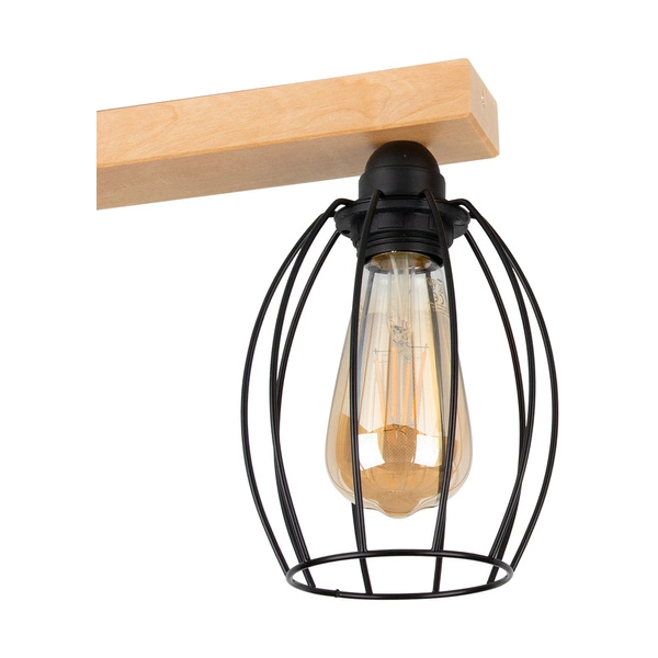 Carlo Ceiling Lamp 2xE27 Max.60W Birch Wood/Black Metal 14444260