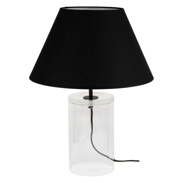 Dove Table Lamp 1xE27 Max.40W Transparent Glass/Black Fabric Cable/Black Fabric Shade