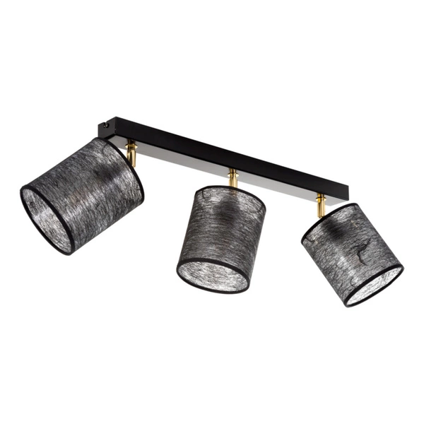 Nevoa Ceiling Lamp 3xE27 Max.25W Black Metal/Gold Metal/Black Fabric Shade 56392304