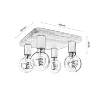 Tamea Ceiling Lamp 4xE27 Max.60W Oiled Oak/Black Metal 2037419800000