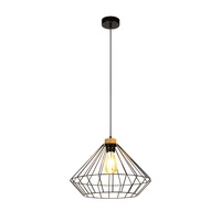 Raquelle Pendant Lamp 1xE27 Max.60W Oiled Oak/Black Metal/Black PVC Cable 187219104
