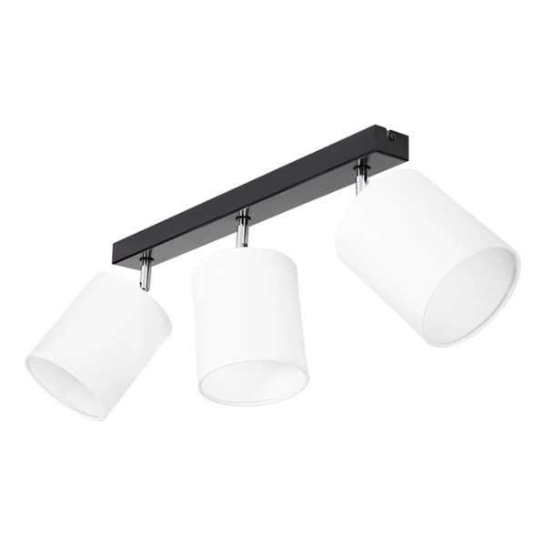 Aprillia Ceiling Lamp 3xE27 Max.25W Black Metal/Chrome Metal/White Fabric Shade 56744304