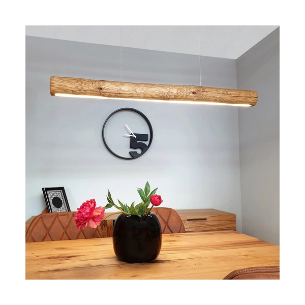 Lucas Pendant Lamp 1xLED Samsung 24V Integrated 3080lm 3000K 33W Stained Pine Brown/Black Metal/Transparent PVC Cable with Touch Dimmer 69680104