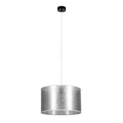 Nevoa Pendant Lamp 1xE27 Max.60W Black Metal/Transparent PVC Cable/Silver Fabric Shade 154930104