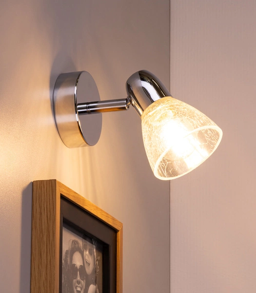 Alga Wall Lamp 1xE14 Max.40W Chrome Metal/Transparent Glass 3870128