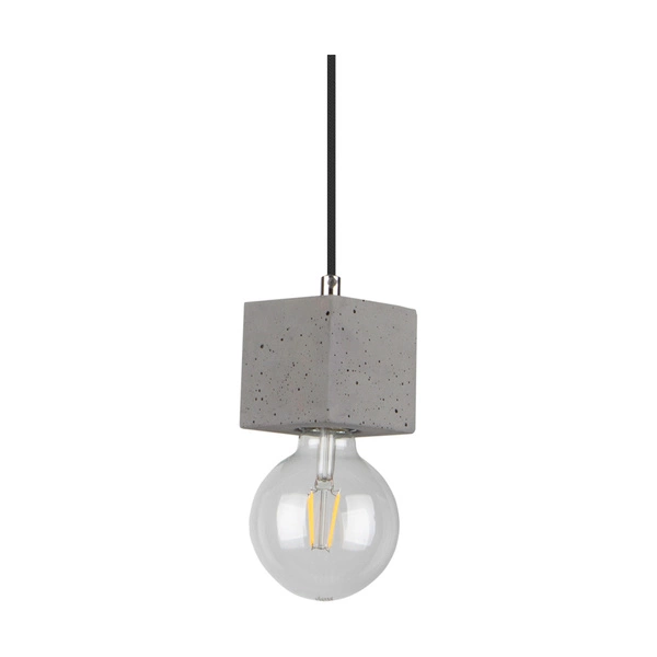 Strong Square Pendant Lamp 1xE27 Max.60W Gray Concrete/Black Fabric Cable 7089136