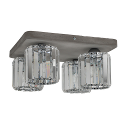 Glory Ceiling Lamp 4xE27 Max.60W Gray Concrete/Transparent Glass