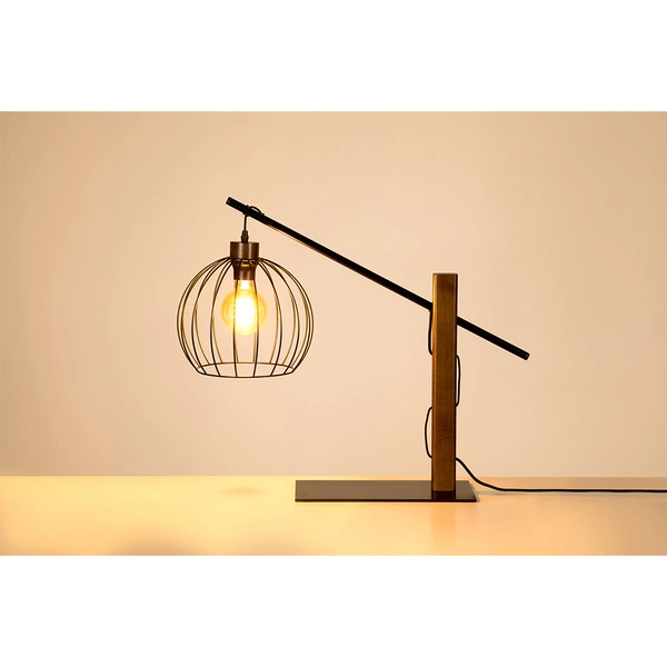 Mandarine Table Lamp 1xE27 Max.60W Walnut Beech Wood/Black Metal/Black Fabric Cable 85034904