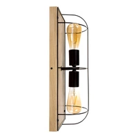 Netuno Wall/Ceiling Lamp 2xE27 Max.15W LED Oiled Oak/Black Metal 92043274