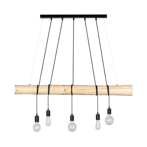 Trabo Long Pendant Lamp 5xE27 Max.60W Natural Pine/Black 69314504