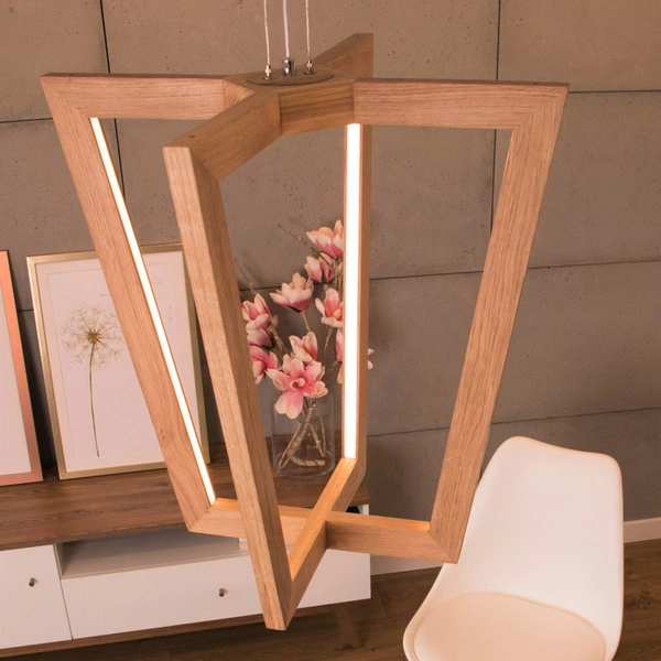 Leif Pendant Lamp ''In'' 4xLED 24V Integrated 2520lm 3000K 27W Oiled Oak/Transparent PVC Cable 1509174