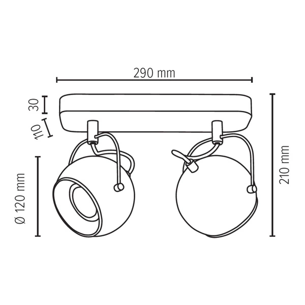 Ball Wood Ceiling Lamp Incl.2xLED GU10 5W Oiled Oak/Satin 5131274