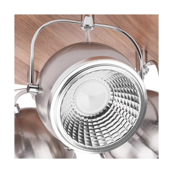 Ball Wood Ceiling Lamp Incl. 4xGU10 6W LED Oiled Oak/Satin Metal/Chrome Metal 5031474