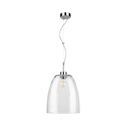 Campana Pendant Lamp 1xE27 Max.60W Chrome Metal/Transparent PVC Cable/Transparent Glass