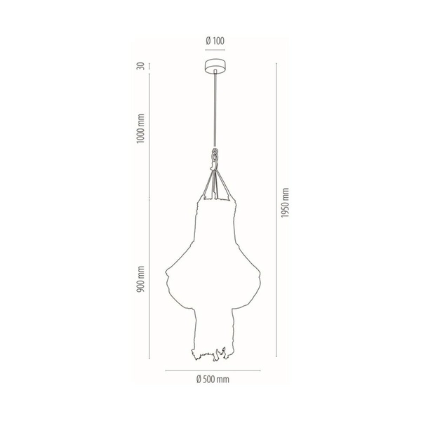 Samba Pendant Lamp 1xE27 Max.15W LED Oiled Oak/Cream Braided Cotton Cord/Natural Fabric Cable 18727174