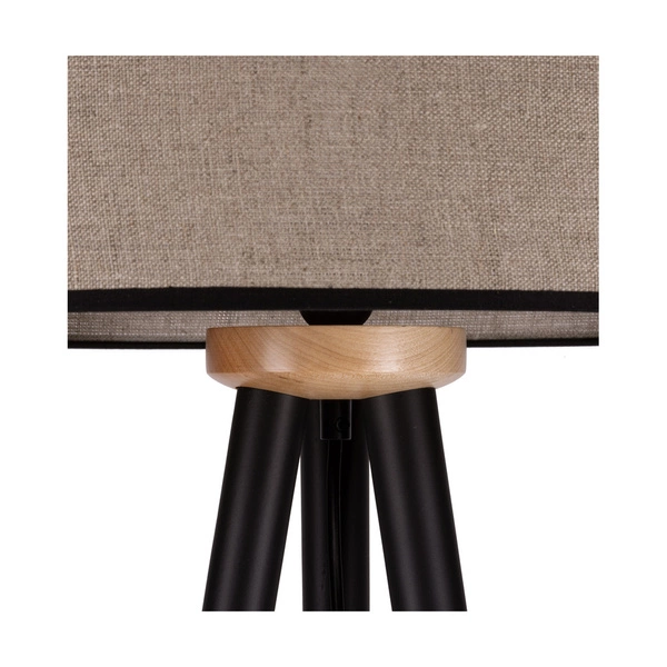 Panda Floor Lamp 1xE27 Max.60W Black-Birch Wood/Black PVC Cable/Natural Linen with black ribbon Shade 6016408310025