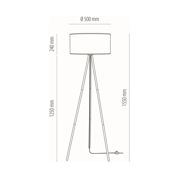 Lampa podłogowa Dove 1xE27 maks. 40W Czarny metal/czarny kabel PCV/czarny klosz z tkaniny 15113004