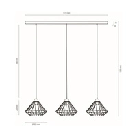 Raquelle Pendant Lamp 3xE27 Max.60W Oiled Oak/Black Metal/Black PVC Cable 187119304