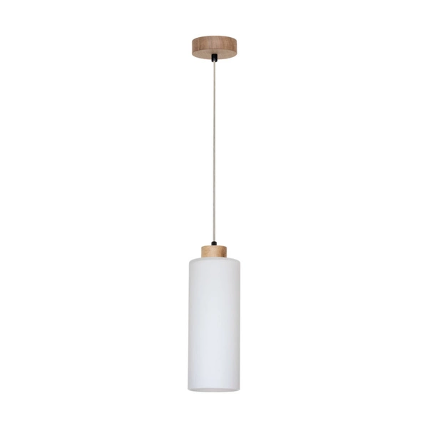 Zefir Pendant Lamp 1xE27 Max.60W Oiled Oak/Transparent PVC Cable/White Glass 113860174