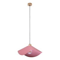 Hattu Pendant Lamp 1xE27 Max.40W Oiled Oak/Black Fabric Cable/Pink Fabric Shade 1615519174