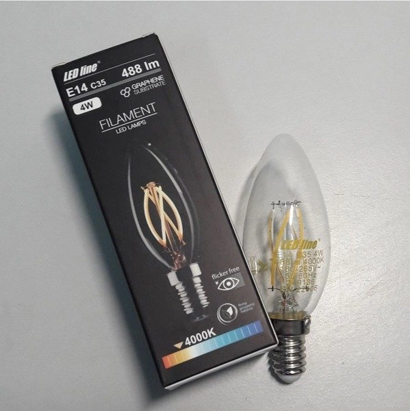Żarówka FILAMENT LED E14 4W neutralna 4000K świeczka