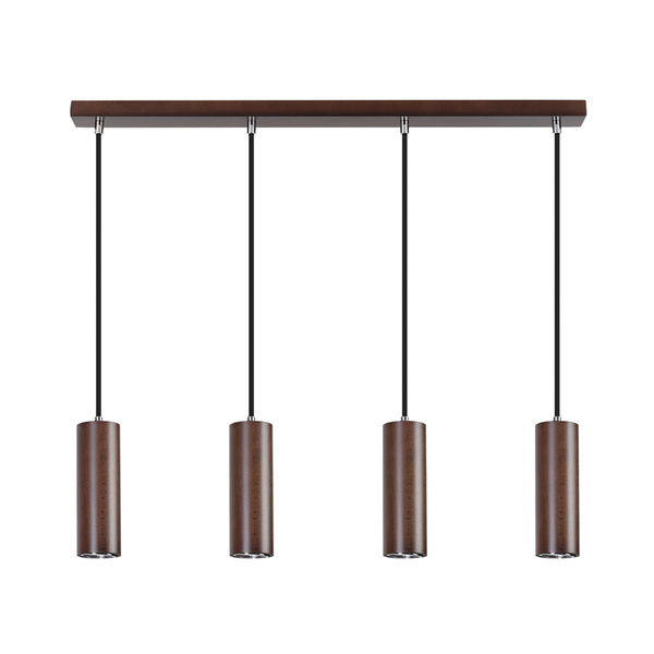 Pipe Pendant Lamp Incl. 4xGU10 LED 5W Walnut Beech Wood/Black Fabric Cable