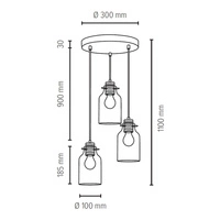 Alessandro Wood Pendant Lamp 3xE27 Max.60W Oiled/Transparent Oak 1760374R