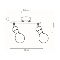 Marjolaine Ceiling Lamp 2xE27 Max.25W Oiled Oak/Black Metal 2831204