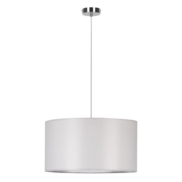 Dove Pendant Lamp 1xE27 Max.60W Chrome Metal/Transparent PVC Cable/Gray Fabric Shade 15390128